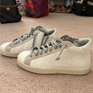 P448 White and Gray Leather Sneakers